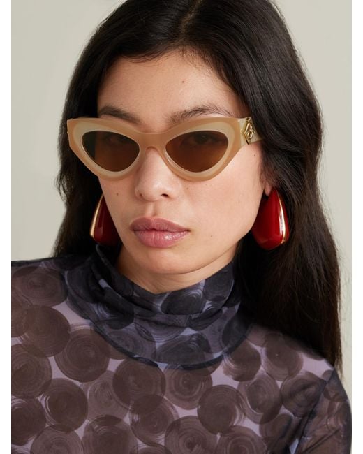 Fendi Natural Ff Diamonds Cat-Eye Acetate Sunglasses