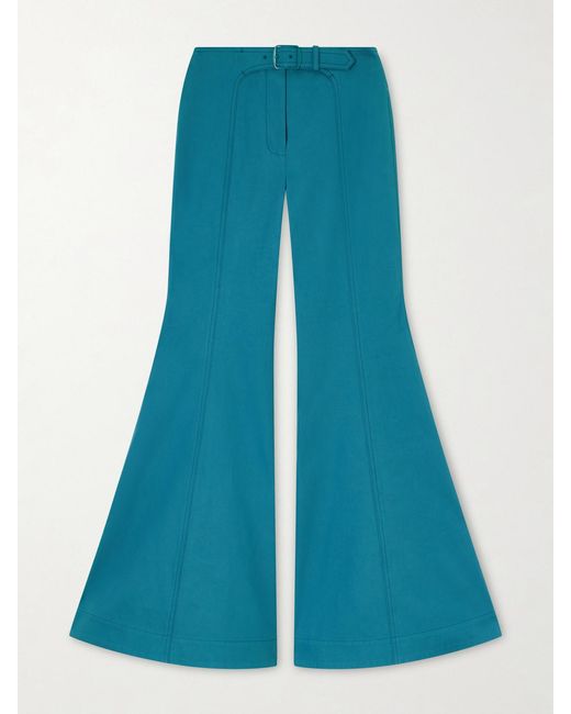 Zimmermann Blue Luna Cotton-Drill Flared Pants