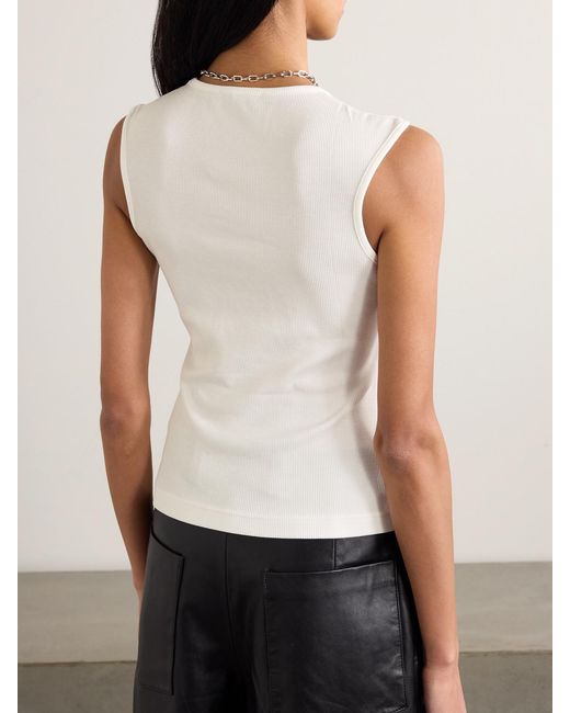 CDLP White Ribbed Tencel Lyocell And Cotton-Blend Jersey Tank