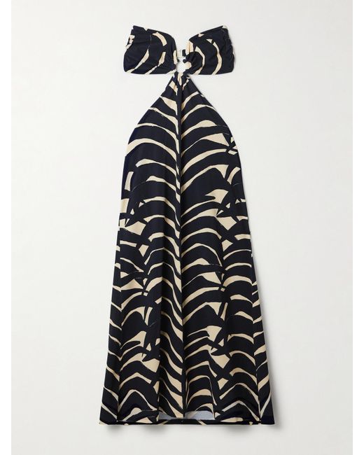 Johanna Ortiz White Ocean Layers Strapless Cutout Printed Stretch-Knit Maxi Dress