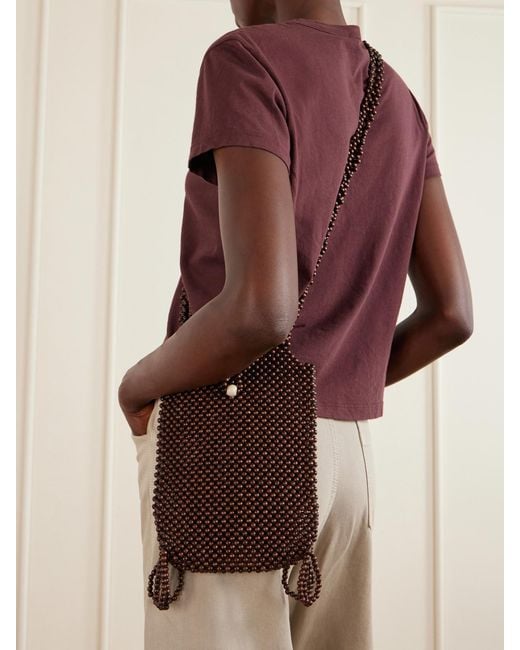 Lemaire Natural Grigri Wooden-Bead Crossbody Bag