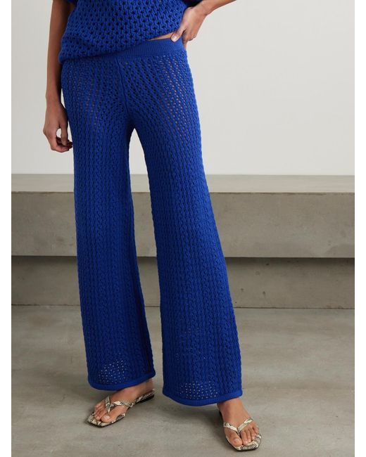 Pantalon Évasé En Coton Crocheté Espina Escvdo en coloris Blue