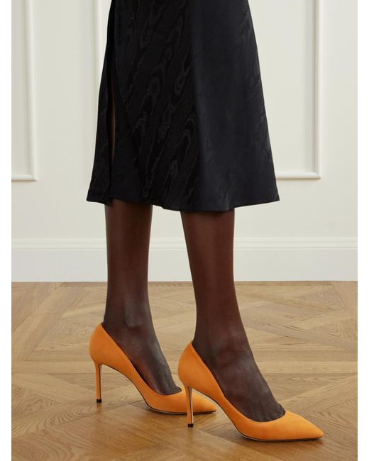 Jimmy Choo Brown Romy 85 Suede Pumps