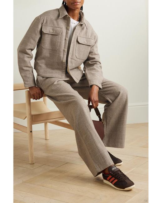 Denimist Natural Cropped Checked Herringbone Wool-Blend Jacket