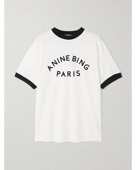 Anine Bing Natural Jaylin Appliquéd Cotton-Jersey T-Shirt