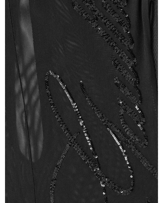 Jean Paul Gaultier Black Embellished Gathered Sequined Tulle Halterneck Maxi Dress