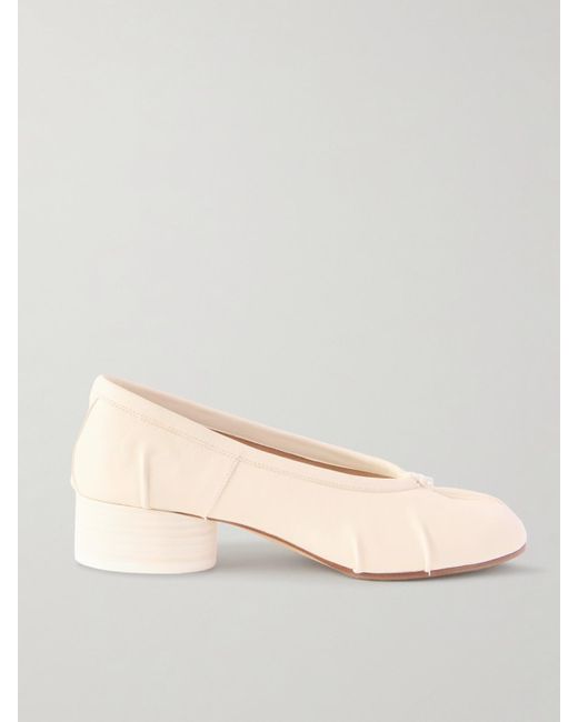 Maison Margiela Natural Tabi Ballerina Pumps Mit Geteilter Kappe Aus Leder