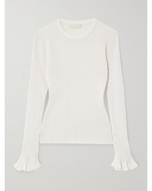 Ulla Johnson White Aster Oberteil Aus Rippstrick