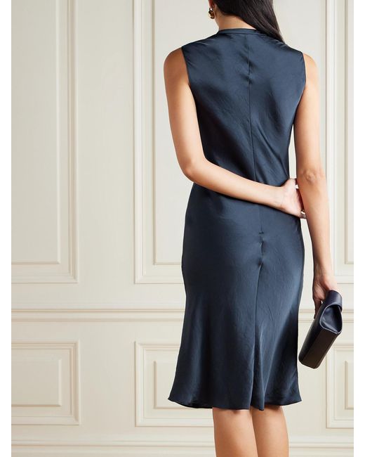 Theory Blue Twist Scoop Recycled-Satin Dress