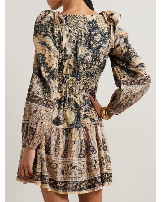Mini-Robe En Voile De Coton Mélangé Imprimé Anika Ulla Johnson en coloris Brown