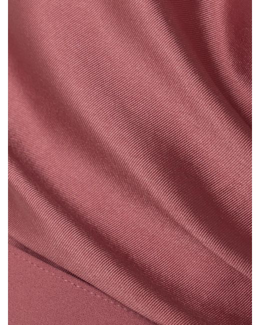 Solace London Pink Magda Off-The-Shoulder Belted Draped Faille And Crepe Gown