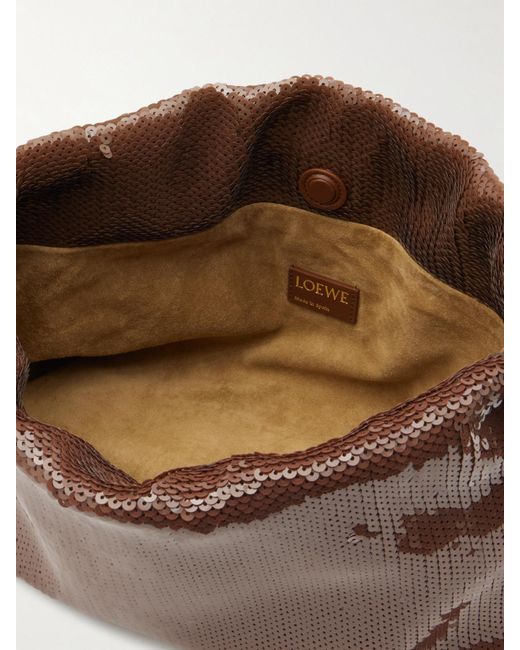 Loewe Brown Flamenco Clutch Aus Leder Mit Pailletten