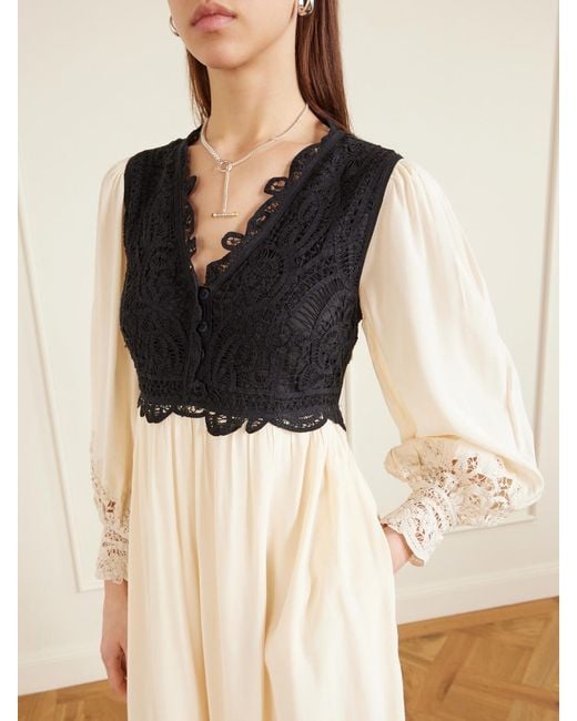 Sea White Adelina Woven And Guipure Lace Maxi Dress
