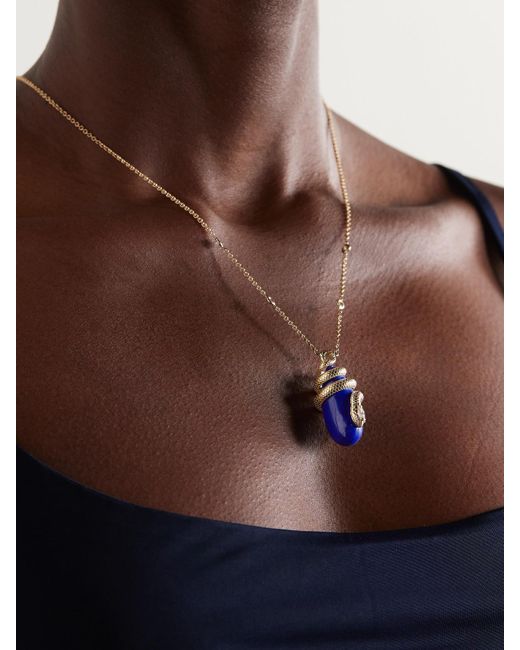 Jacquie Aiche Natural 14-Karat, Diamond And Lapis Lazuli Necklace