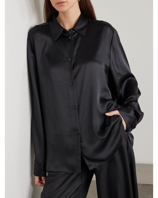 Lisa Yang Black Hemd Aus Seidensatin
