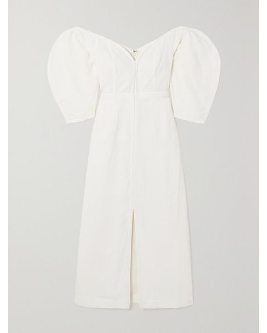 Mara Hoffman White + Net Sustain Leonara Off-the-shoulder Lyocell And Linen-blend Midi Dress