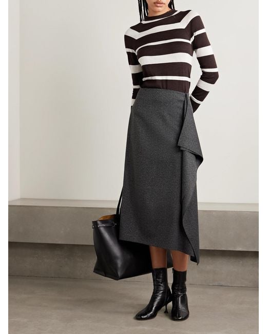 Proenza Schouler Black Gia Striped Wool And Silk-Blend Sweater