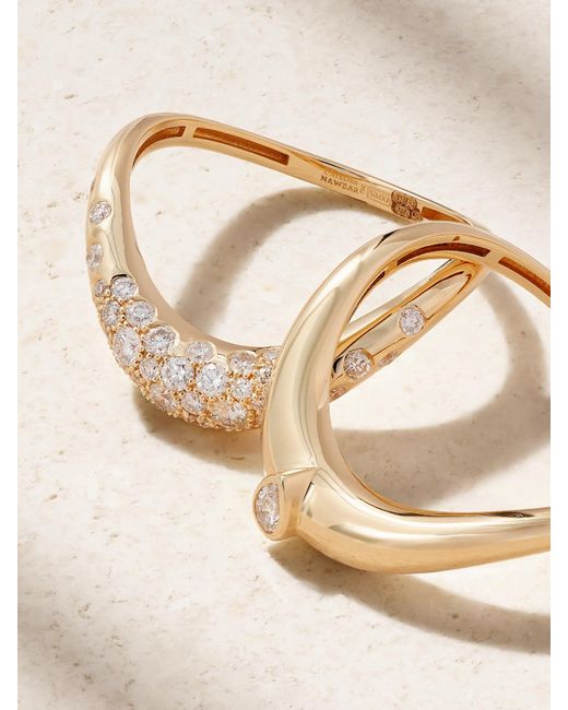 L'Atelier Nawbar Natural Boa Stackable Set Of Two 18-Karat Diamond Rings
