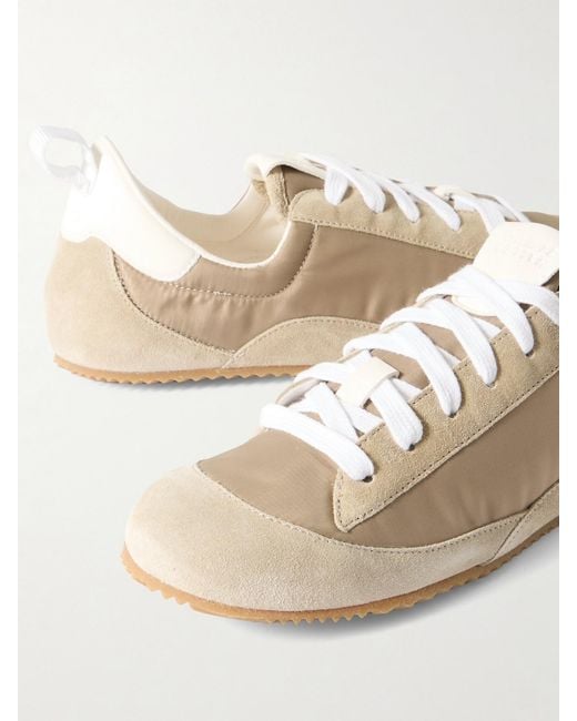 Jamie Haller Natural Sacchetto Leather And Suede-Trimmed Shell Sneakers