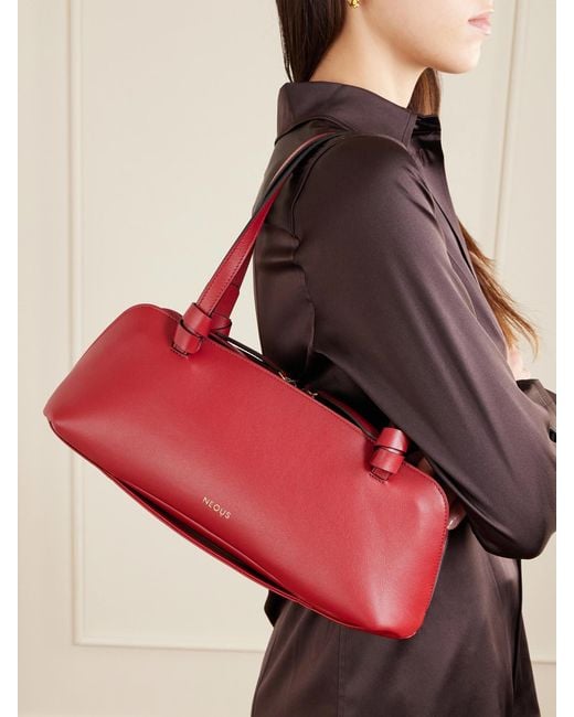 Neous Red Aries East West Leather Tote