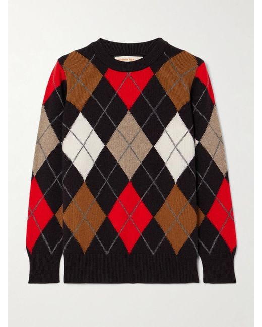 &Daughter Red Argyle Wool Sweater