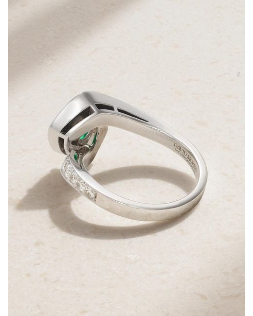 David Morris Natural Frozen Kiss 18-Karat, Diamond And Emerald Ring