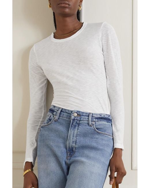 James Perse White Slub Cotton Top