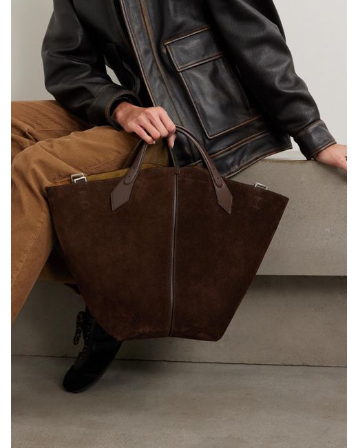 Proenza Schouler Brown Large Chelsea Tote Aus Veloursleder Mit Lederbesätzen