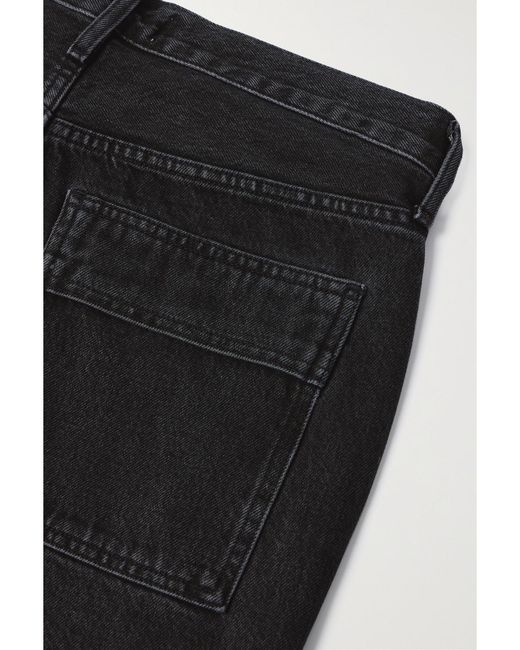 Agolde Black Net Sustain Cooper Cargo High-Rise Straight-Leg Organic Jeans