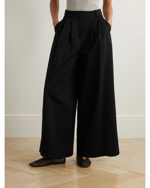 Posse Black Wesley Bundfaltenhose Mit Weitem Bein Aus Baumwoll-Twill