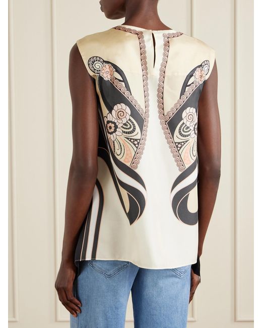 LaDoubleJ Natural San Carlo Asymmetric Printed Silk-Twill Blouse