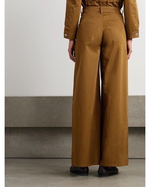 Emporio Sirenuse Natural Nadia Silk-Twill Wide-Leg Pants