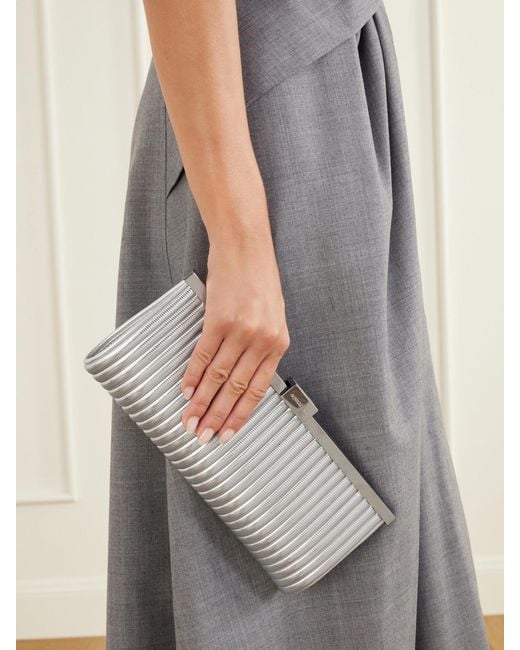 Aquazzura Natural Heatwave Metallic Leather Clutch