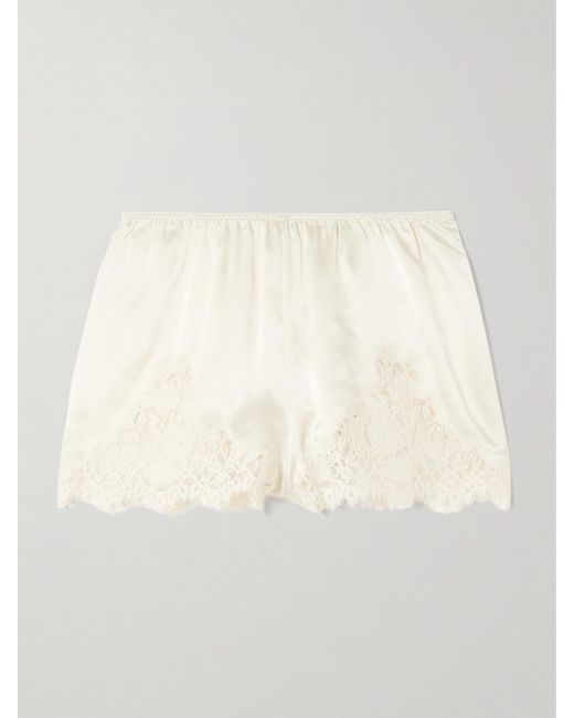 Doen Natural Iona Shorts Aus Seidensatin Mit Spitzenbesätzen