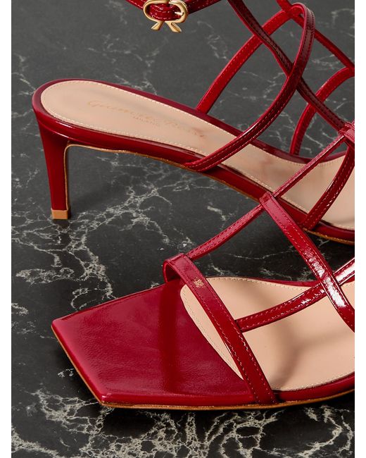 Gianvito Rossi Brown 55 Glossed-Leather Sandals
