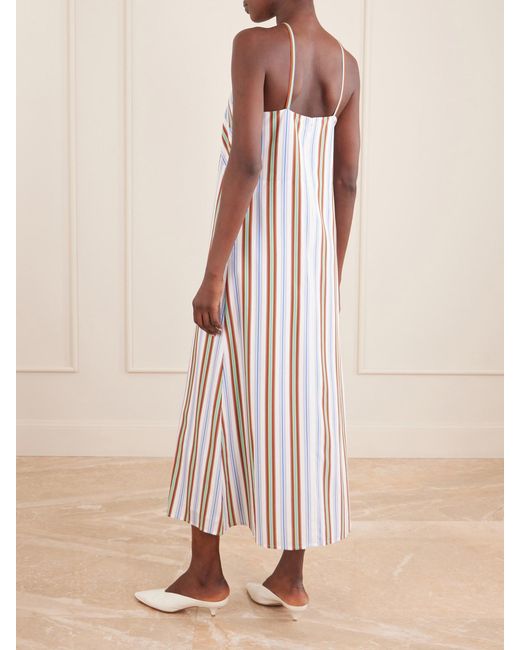 Rosie Assoulin White Call Me Maybe Striped Poplin Maxi Dress