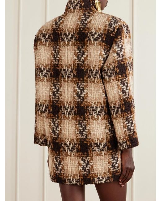 Saint Laurent Brown Checked Wool-Blend Tweed Jacket