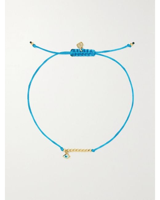Sydney Evan Blue Evil Eye 14-Karat, Cord And Enamel Bracelet