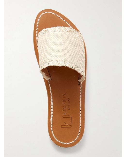 K. Jacques White Capri Raffia Slides