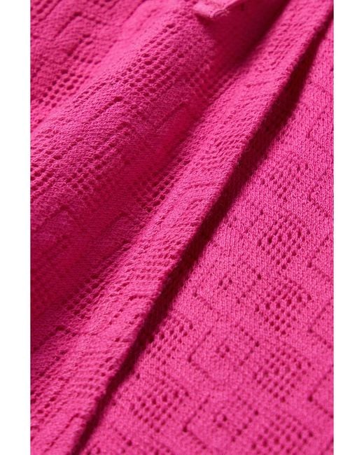 AGR Pink Pointelle-Knit Cotton Mini Wrap Skirt