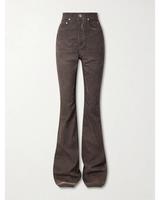 Rick Owens Gray Bolan High-Waist Flared Jeans