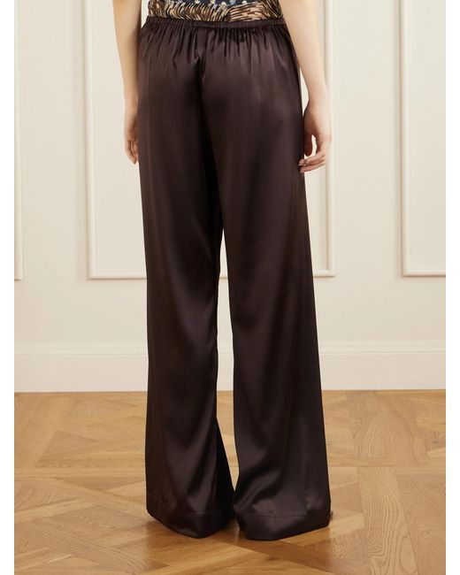 Staud Brown Stroll Silk-Dupioni Wide-Leg Pants