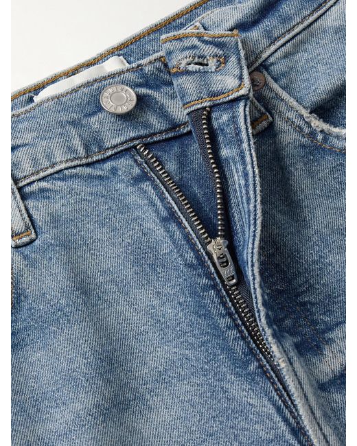 Agolde Blue High Rise Stovepipe Frayed Straight-Leg Organic Jeans