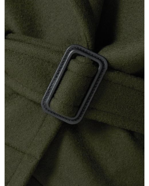 Stella McCartney Green Cropped Belted Double-Breasted Wool Coat
