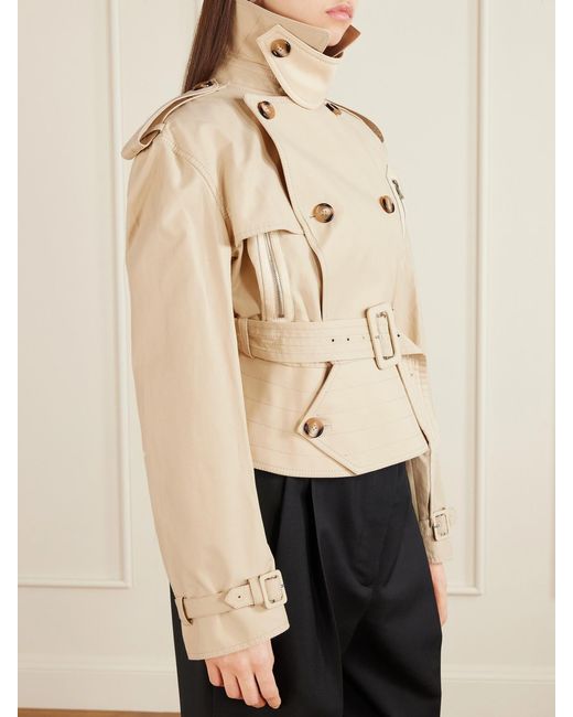 S.S.Daley Natural Evelyn Leather-Trimmed Cotton-Blend Gabardine Jacket