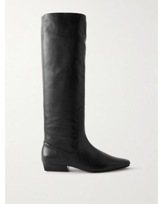 Staud Black Wally Leather Knee Boots