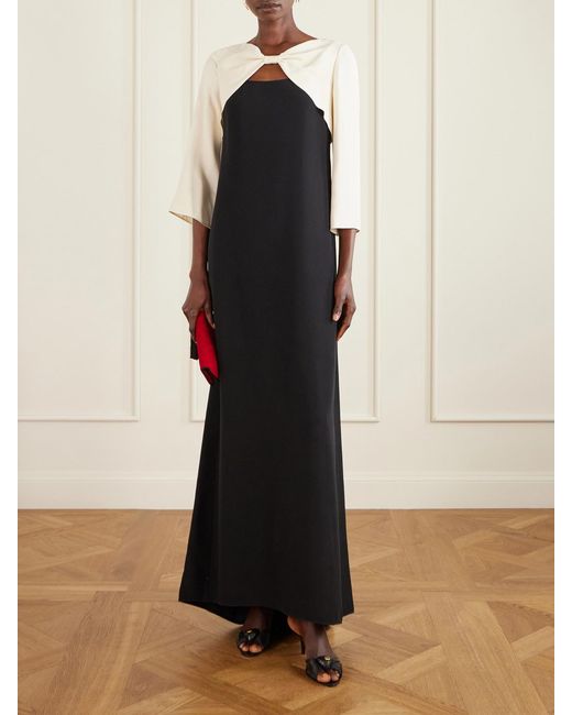 Valentino Garavani Black Bow-Detailed Cutout Silk-Cady Gown