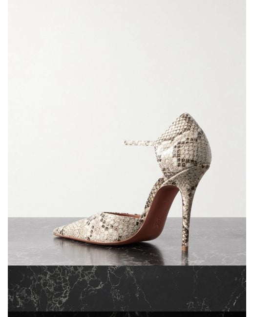 AMINA MUADDI White Barbara Snake-Print Leather Pumps