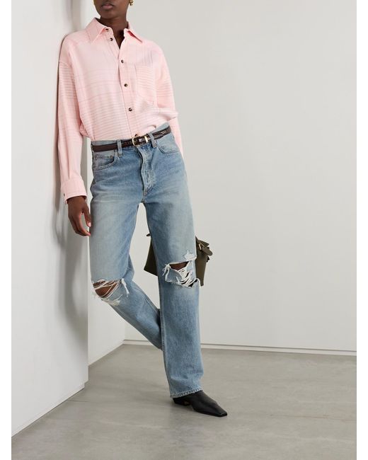 Agolde Blue Kelly Distressed High-Rise Straight-Leg Jeans