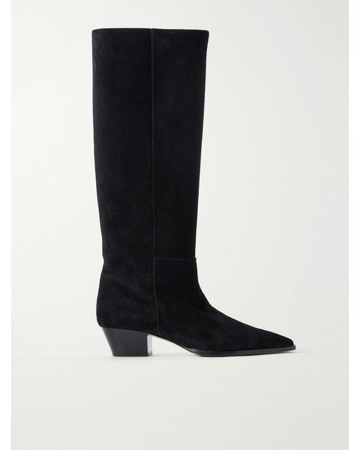 Aeyde Black Medea 40 Suede Knee Boots